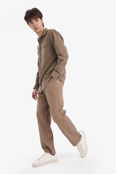 DeFacto 100% Cotton Loose Relaxed Cut Wide Leg Wide Leg Summer Linen Look Trousers D7285Ax25Sp