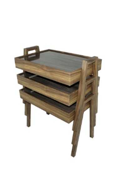 ROYAL ROSE 3-piece coffee and tea table set, brown, 50x35x41cm