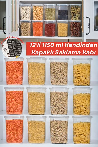 welcomein 12 Pieces 24 Pieces Labeled Self-Covered Food Freezer Spice Storage Container Set 1.15 Liters