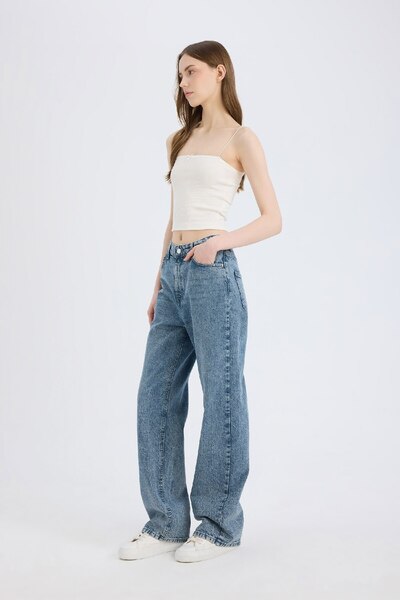 DeFacto Παντελόνι Brode Taki με ψηλόμεσο πλυμένο Jej της δεκαετίας του '90