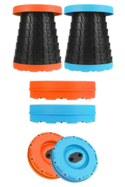 LUCKYHOMES 2 Li Set Okul/Kamp/Bahçe/Konser/Piknik Çok Amaçlı Pratik Katlanır Kırmızı/Mavi Taburetik Tabure