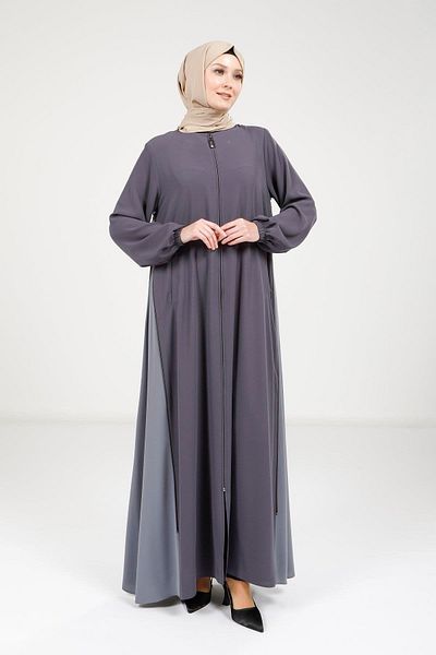 Beyza Zippered Double Color Smoked Ferace 9326