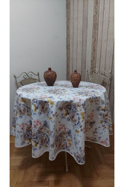 gonk Round, Country Patterned, Duck (Liquid Pusher, Stain Proof) Fabric, Tablecloth