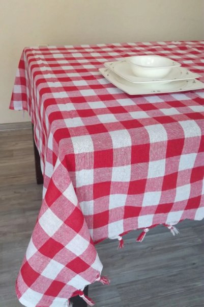 DENİZLİ ÇEYİZ Multi-Purpose Tablecloth Picnic Cloth Tablecloth Red 150x150