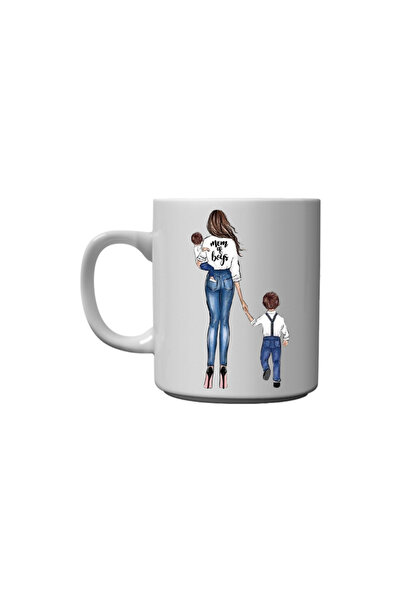 OEM Μαμά αγοριών, εξατομικευμένη λευκή κούπα, INOVATIX®. 330 ml