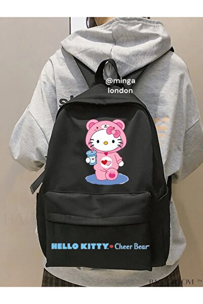 weywot Rucsac pentru școală și curs cu imprimeu dublu Hello Kitty x Cheer Bea...