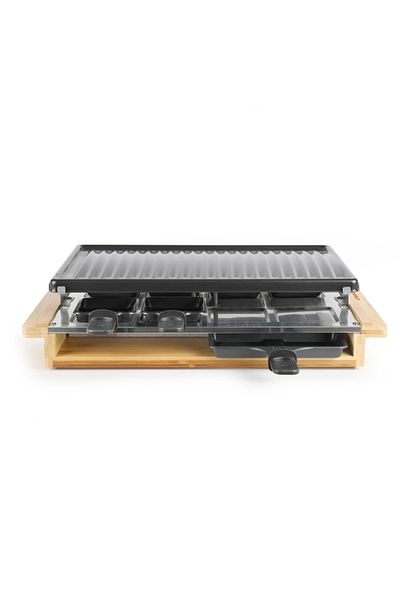 LİVOO Gratar raclette cu finisaj bambus Livoo DOC257, 1200 W, 8 persoane