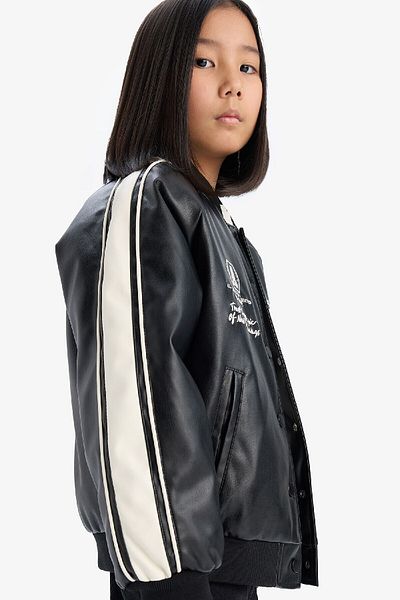 DeFacto Girl's Water Repellent College Collar Bomber Coat D6924A825Sp