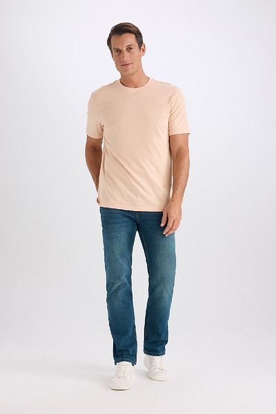 DeFacto 100 % Baumwolle Neues Basic-T-Shirt mit Rundhalsausschnitt und normaler Passform, einfarbig, kurzärmelig V7699az25sp