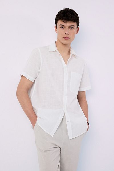 DeFacto Regular Fit Polo Neck Basic Solid Short Sleeve Shirt D7551Ax25Sp