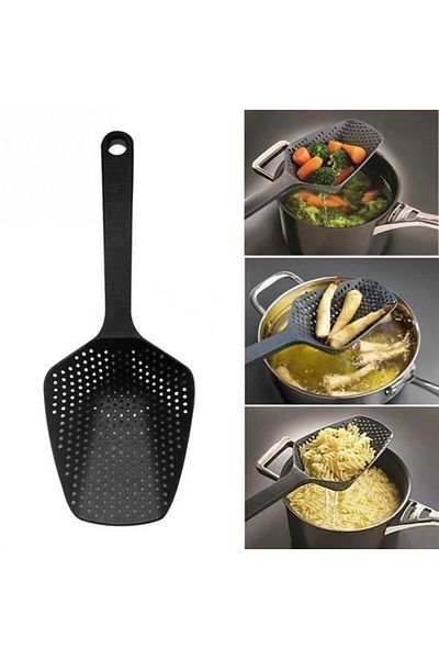 HvT ®   Frying and Vegetable Blanching Ladle with Heat-Resistant Plastic Strainer