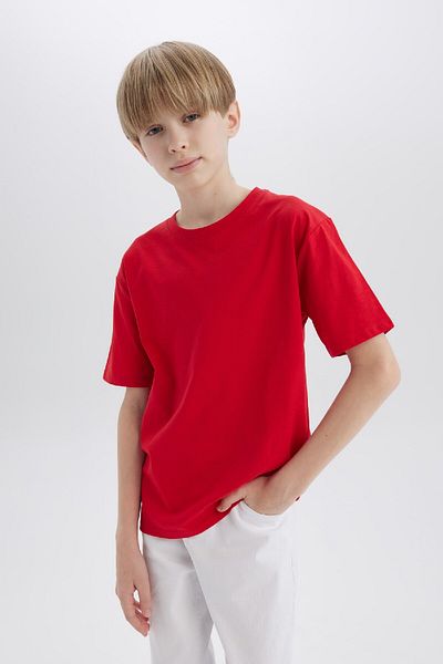 DeFacto Boy's Crew Neck Basic Solid Short Sleeve T-Shirt K1687A625Sm