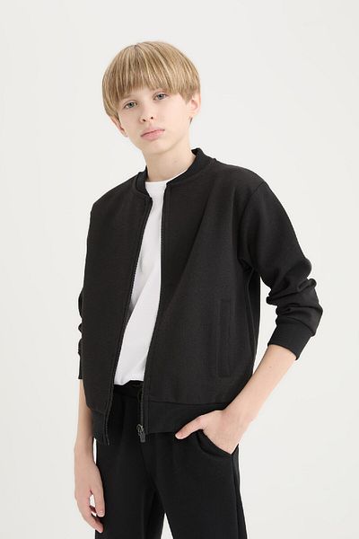 DeFacto Boy's College Collar Zip Pocketed Bomber Cardigan D2803A825Sp