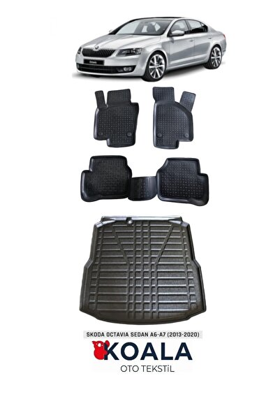 KoalaOtoTekstil Skoda Octavia Havuzlu Paspas ve Bagaj Havuzu 2013-2019