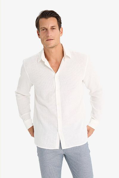 DeFacto Regular Fit Polo Neck Long Sleeve Shirt D7394Ax25Sp