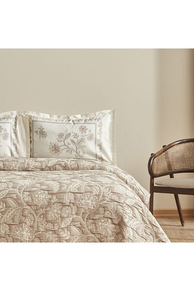 Karaca Home Argilă, Set Cuvertură, Dublu, Bej