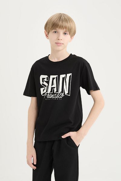 DeFacto Boy's Crew Neck Printed Short Sleeve T-Shirt D9264A825Sm