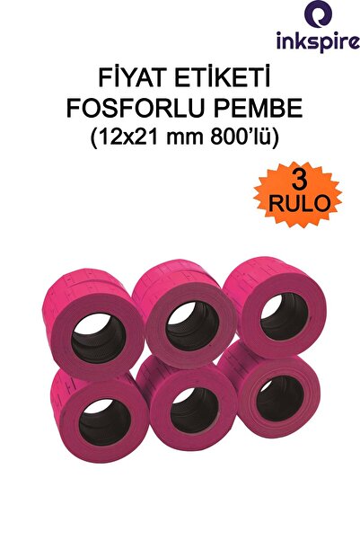 inkspire Ružičasti 800 kom fosforescentni aparat za etikete 3 rolne 12x21 mm ...