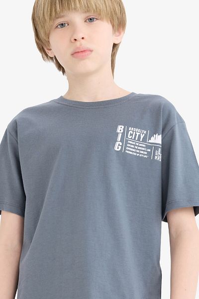DeFacto Boy's Crew Neck Printed Short Sleeve T-Shirt D9276A825Sm