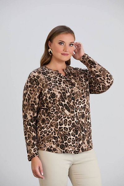 TUSSE Elegant Classic Front Button Shirt Look Viscose Relaxed Fit Plus Size Blouse