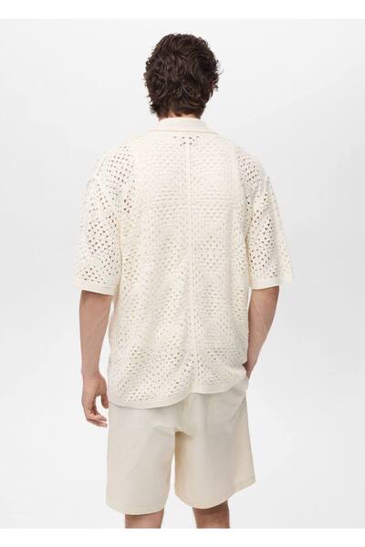 MANGO Man Crochet Molded Bowling Shirt