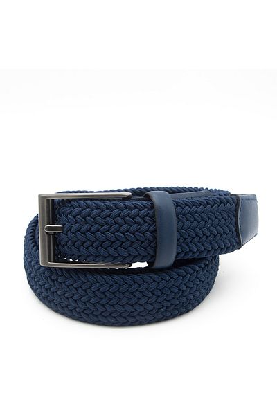 Pierre Cardin Navy Blue Knitted Men's Belt Pc-Örgüld3