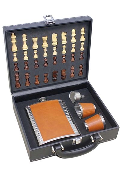 Fernanda Premium Stainless Steel 4 Shot Glasses Alcohol Set with Wooden Box 17*13 cm