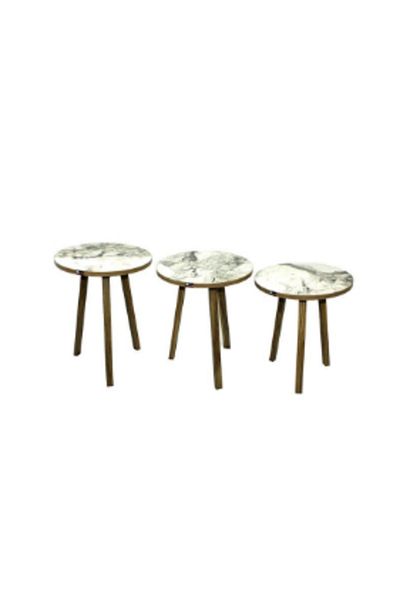 ROYAL ROSE Set of 3 round coffee tables, multi-colored, 51x38 cm