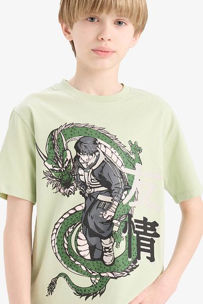 DeFacto Boy's Crew Neck Anime με εμπριμέ κοντομάνικο μπλουζάκι D9279a825sm