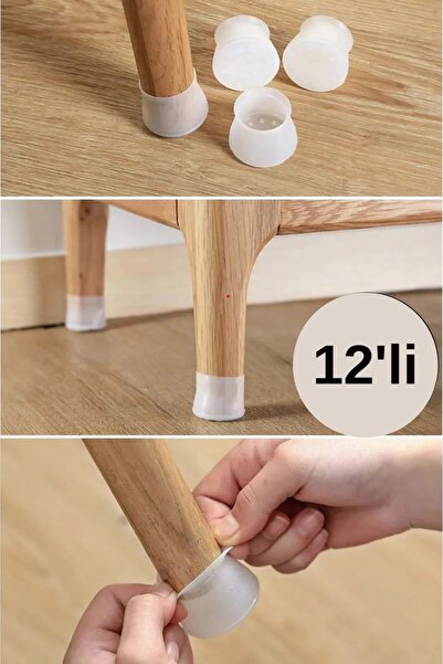 Vwear 12'li Kaydırmaz Çizdirmez A Kalite Mobilya Sandalye Masa Zemin Silikon ...