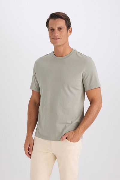 DeFacto 100% Cotton New Regular Fit Crew Neck Basic Plain Short Sleeve T-Shirt V7699Az25Sp
