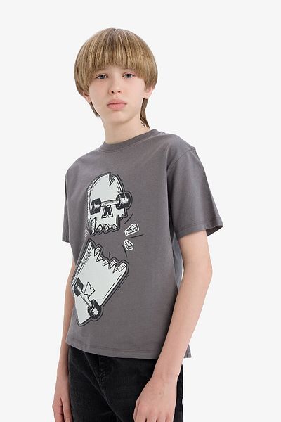 DeFacto Boy's Crew Neck Skateboard Printed Short Sleeve T-Shirt D9293A825Sm