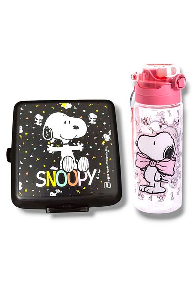 Me Çanta Snoopy Girl 500ml Water Bottle and Four Compartment Lunch Box Set