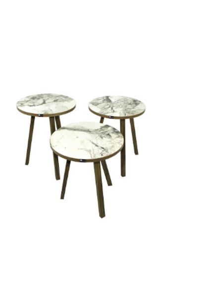ROYAL ROSE Set of 3 round coffee tables, multi-colored, 51x38 cm