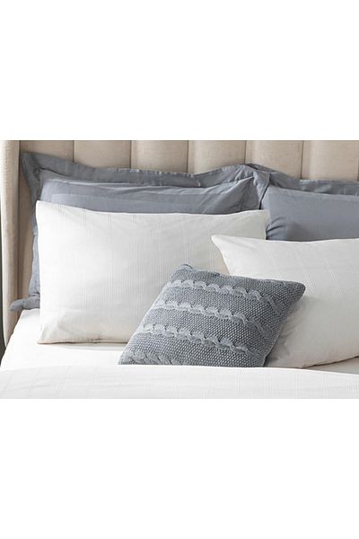English Home Listra Striped Cotton Satin 2-Pack Pillow Case Ivory
