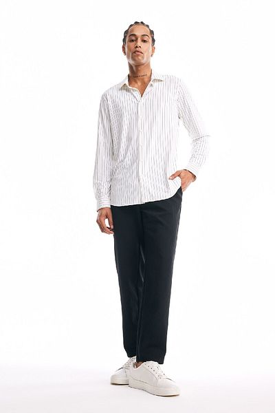 DeFacto Slim Fit Slim Fit Polo γιακά ριγέ μακρυμάνικο πουκάμισο B6487ax25sp