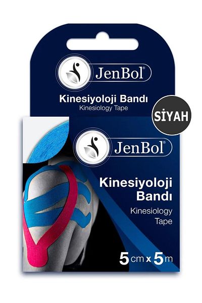 Jenbol شريط كينيسيولوجي لتخفيف الآلام 5 سم × 5 م - أسود