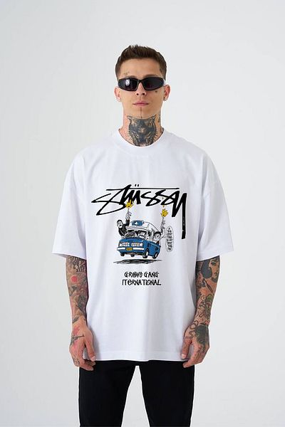 Grove Fashion Tricou oversize unisex cu imprimeu ST Grove Gang