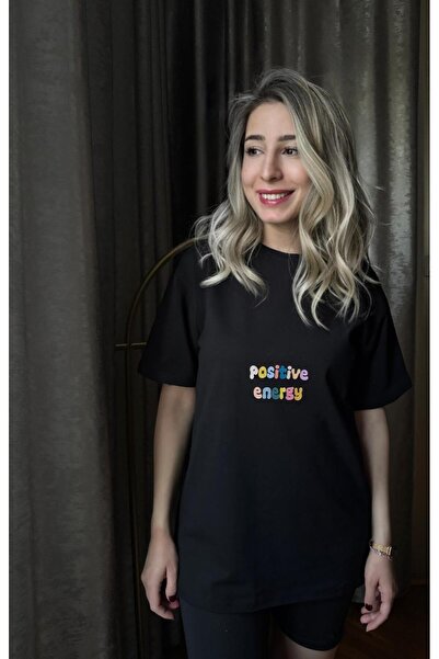 Bliss Dale تي شيرت مطبوع عليه طاقة إيجابية كبيرة الحجم