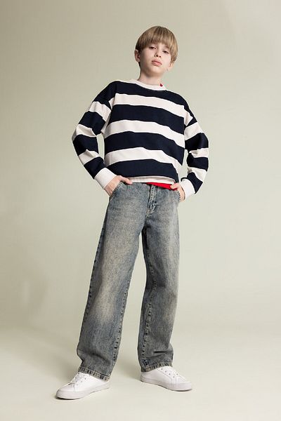 DeFacto Ριγέ μπλούζα για αγόρι - Crew Neck D7401A825SP