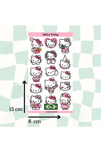 Songwol Studios Hello Kitty Sanrio Sticker, Sticker, Agenda, Bullet Journal, Scrapbook, Label, A6 Size