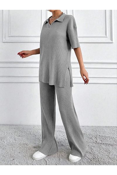 KAZAX Wide Twill Polo Collar Short Sleeve Suit