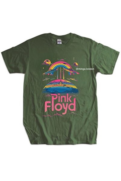 Minga London Pink Floyd Music Group Χακί Χρώμα εμπριμέ μπλουζάκι Oversize -Mingalondon