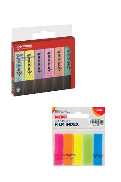 KarmaOfis 6 Neon Highlighter Pens + 5 Bookmarks