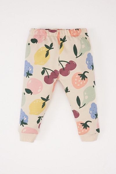 DeFacto Fruit Print Baby Girl Sweatshirt and Sweatpants Set - Crew Neck, Elastic Waist E0201A525Sp