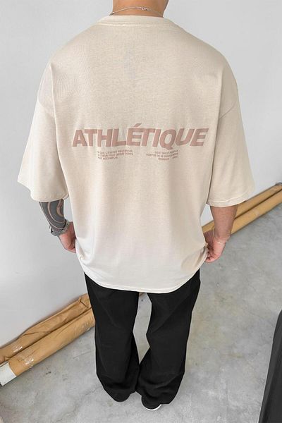 HAFKAGİYİM Μπλουζάκι μπεζ Atletique με στάμπα Oversize