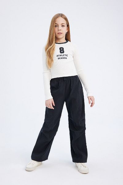 DeFacto Girls Slim Fit Slim Fit Crew Neck Printed Long Sleeve T-Shirt D7439A825Sp