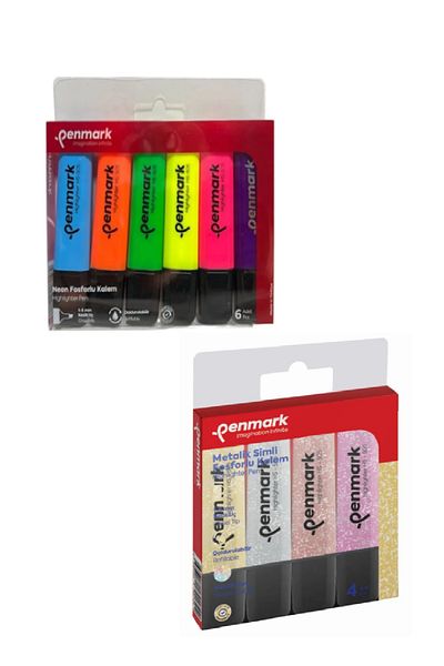KarmaOfis Neon Highlighter 6 Champion + 4 Glitter Pens