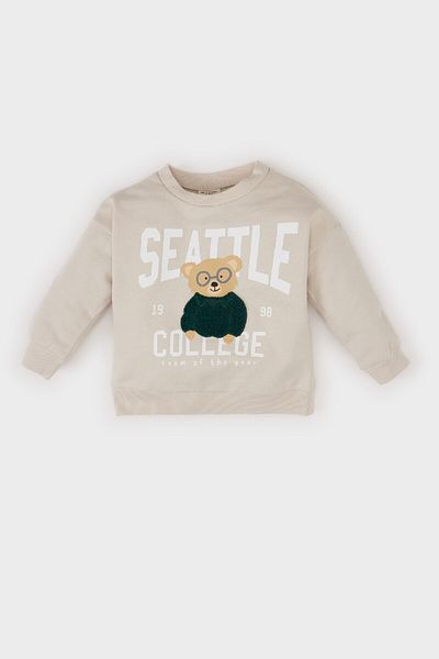 DeFacto Φούτερ Baby Boy Crew με στάμπα με λαιμόκοψη E0282A525SP