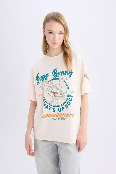 DeFacto Coool Looney Tunes Oversize Wide Fit Crew Neck Short Sleeve T-Shirt D9110Ax25Sm